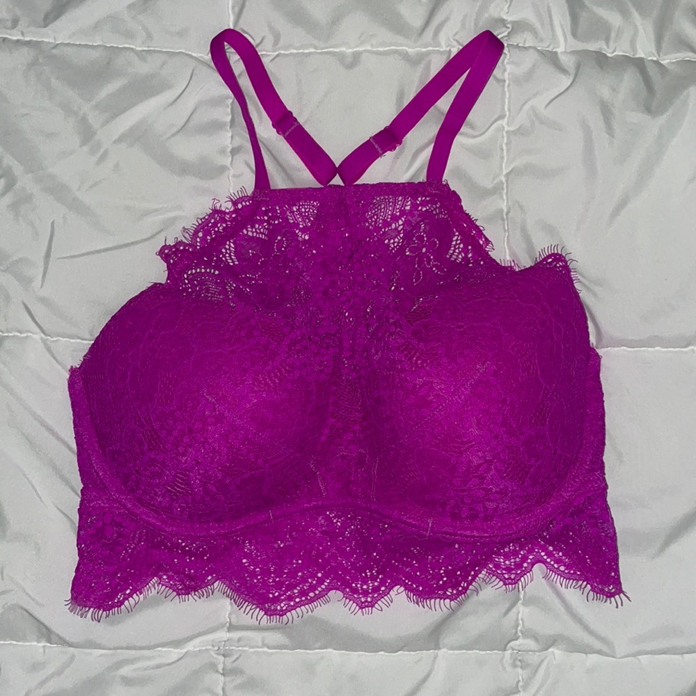 Victoria’s Secret hot pink lace push-up bralette